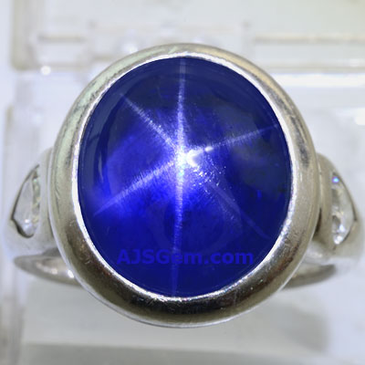 Blue Star Sapphire Platinum Ring