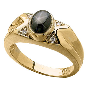 Black Star Sapphire and Diamond Ring